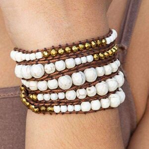 Spirit Wrist Eden Wrap Beaded Bracelets – Boho Bracelets for Women & Men – Gold Hematite + Brown Bead Bracelet – Handmade in Bali Women’s & Mens Bracelet – Great Gift for Women & Men