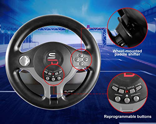 Superdrive - racing Driving Wheel with pedals and gearshift paddles for nintendo Switch - Ps4 - Xbox One - PC - Ps3