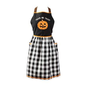 dii happy halloween collection goth style spooky kitchen apron, one size, buffalo check, trick or treat