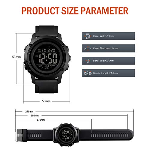 CKE Men's Digital Sports Watch Large Face Waterproof Wrist Watches for Men with Stopwatch Alarm LED Back Light