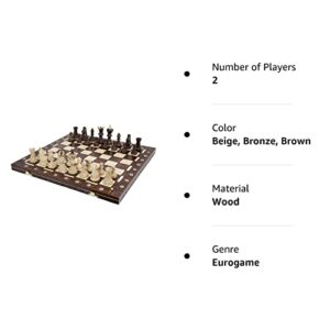 Handmade European Wooden Chess Set with 21 Inch Board and Hand Carved Chess Pieces