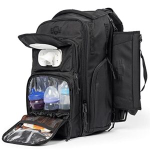 Tactical Baby Gear TBG - MOD Diaper Bag Backpack for Men w/Changing Mat - Modular Panel System (Black)