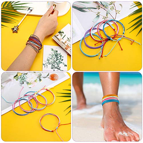 Hicarer 30 Pieces Friendship Bracelets Wave Handmade Woven Braided Bracelet Waterproof Rope Bracelet Surfer Adjustable Bohemian Wrist Cord for Women Men Jewelry Party Accessories(Chic Style)