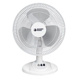 beyond breeze oscillating table fan quiet 3-speed 12-inch adjustable tilt fan with safety grill, ideal for home, office, dorm