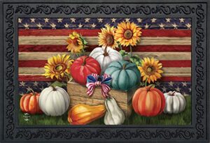 briarwood lane patriotic pumpkins autumn doormat sunflowers indoor/outdoor 30" x 18"