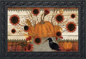 briarwood lane primitive pumpkins autumn doormat sunflowers fall indoor/outdoor 30" x 18"