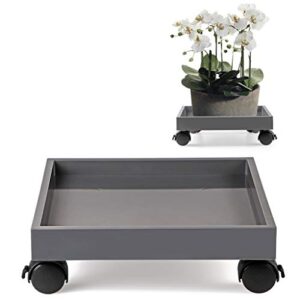 skelang square plant caddy, wheeled planter trays, abs plant pallet, heavy duty plant dolly saucer for moving potted planter, deck flower plants, load capacity 110 lbs