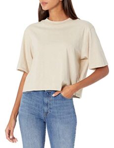 the drop women's sydney short-sleeve cropped crew neck t-shirt, sand, l