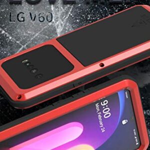 LOVE MEI Metal Case for LG V60/LG V60 ThinQ, Heavy Duty Robust Military Bumper Aluminum Metal Case Dustproof Shockproof Splashproof Full Body Protection Case Cover with Tempered Glass (Black)