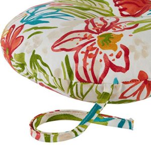 Greendale Home Fashions 15-inch Outdoor Round Bistro Seat Cushion, 2 Count (Pack of 1), Garden Floral