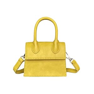 cute purse mini crossbody bags for women girls top handle clutch handbag (yellow)