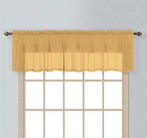 california drapes 1pc sheer voile window treatment valance for kitchens, bathrooms, basements & more (gold, 55" x 14")
