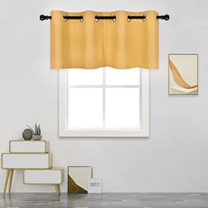 decovsun mustard yellow valance for kitchen windows solid gold yellow blackout curtain valance with grommet for bedroom short straight drape valance for living room 52x18 1 panel