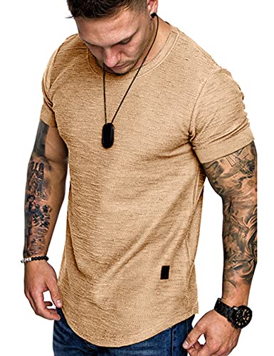 Fashion Mens T Shirt Muscle Gym Workout Athletic Shirt Cotton Tee Shirt Top Large