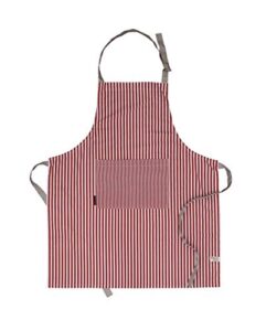 amour infini stripe apron | 27.5 x 33 inches| 100% organic cotton | womens apron for cooking, baking, gardening | convenient pockets and adjustable strap at neck & waist ties | rust