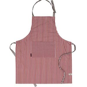 AMOUR INFINI Stripe Apron | 27.5 x 33 Inches| 100% Organic Cotton | Womens Apron for Cooking, Baking, Gardening | Convenient Pockets and Adjustable Strap at Neck & Waist Ties | Rust