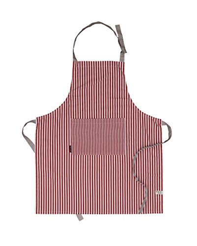 AMOUR INFINI Stripe Apron | 27.5 x 33 Inches| 100% Organic Cotton | Womens Apron for Cooking, Baking, Gardening | Convenient Pockets and Adjustable Strap at Neck & Waist Ties | Rust