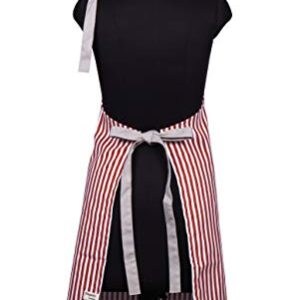 AMOUR INFINI Stripe Apron | 27.5 x 33 Inches| 100% Organic Cotton | Womens Apron for Cooking, Baking, Gardening | Convenient Pockets and Adjustable Strap at Neck & Waist Ties | Rust