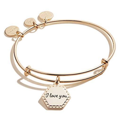 Alex and Ani I Love You IV EWB, SAG, Shiny Antique Gold, Expandable