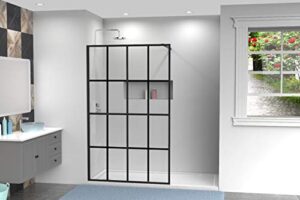 goodyo 34" x 72" shower door clear tempered glass framed shower screen walk-in black finish