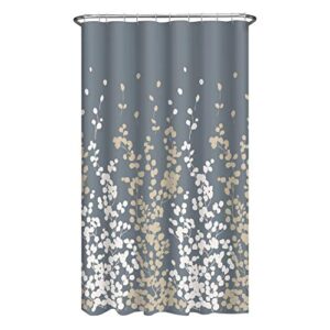 MAYTEX, Ivory and Tan Sylvia Faux Silk Fabric Shower Curtain, 70" x 72"