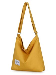 covelin women's retro large size canvas shoulder bag hobo crossbody handbag casual tote gold