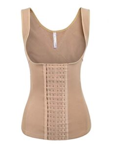 evanhome waist trainer with hooks women waist trainer cincher vest underbust corset tummy control sweat girdle(beige,xl)