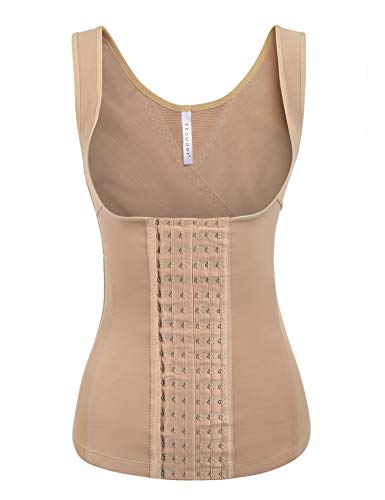 Evanhome Waist Trainer With Hooks Women Waist Trainer Cincher Vest Underbust Corset Tummy Control Sweat Girdle(Beige,XL)