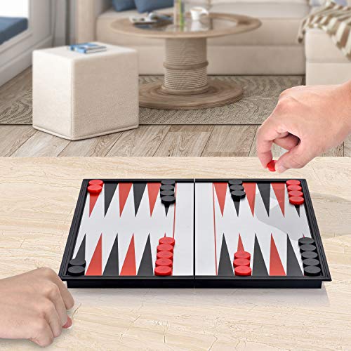 QuadPro Magnetic Backgammon Board Game Set with Folding Board Travel Games for Kids and Adults