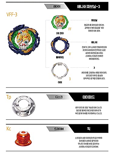 Battling Tops Burst B-185 Booster Vanish Fafnir .Tp .Kc-3 Tapered Kick-3 Left Spin DB Layer System