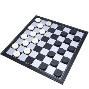 QuadPro 3 in 1 Magnetic Chess Checkers Backgammon Board Game Set with Folding Board Travel Games for Kids and Adults (Chess: Gold & Silver)
