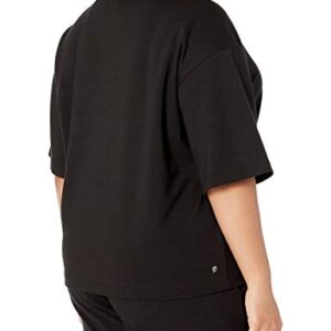 The Drop Women's Adeline Loose Short Sleeve Mockneck Drop Shoulder T-Shirt, Black, S