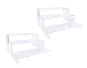 2 sets clear acrylic display risers-cupcake stand for dessert buffet cake table decorations–showcase shelf for figures, jewelry display riser stands shelves fixtures case(rectangle shape)