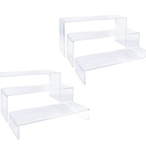 2 Sets Clear Acrylic Display Risers-Cupcake Stand for Dessert Buffet Cake Table Decorations–Showcase Shelf for Figures, Jewelry Display Riser Stands Shelves Fixtures Case(Rectangle Shape)