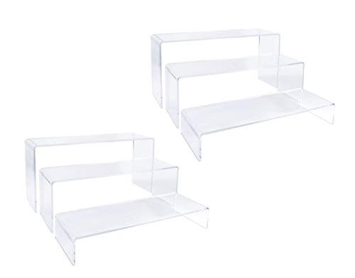 2 Sets Clear Acrylic Display Risers-Cupcake Stand for Dessert Buffet Cake Table Decorations–Showcase Shelf for Figures, Jewelry Display Riser Stands Shelves Fixtures Case(Rectangle Shape)