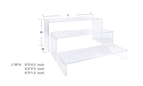 2 Sets Clear Acrylic Display Risers-Cupcake Stand for Dessert Buffet Cake Table Decorations–Showcase Shelf for Figures, Jewelry Display Riser Stands Shelves Fixtures Case(Rectangle Shape)