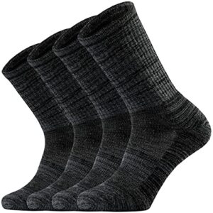 ortis men's merino wool cushion crew socks with moisture wicking control light weight breathable for outdoor hiking cycling(black l)