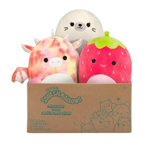 squishmallows official kellytoy 8" plush mystery pack - styles will vary in surprise box that includes three 8" plush