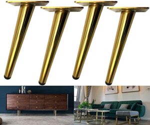 bikani golden sofa legs round solid metal furniture legs sofa replacement legs perfect for mid-century modern/great ikea hack for sofa, couch, bed, coffee table (golden color, 5 inches,set of 4)