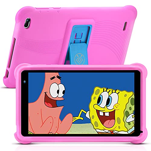 qunyiCO 7 inch Kids Tablet 32GB Android 11 WiFi Camera Bluetooth 2GB RAM Eye Protection HD IPS Touch Screen 1024x600 Kid-Proof Case Parental Control Learning Apps on Google Certified Playstore Pink