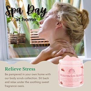 Watermelon Scrub, Organic Salt Bath Scrub, Gently Exfoliating For Smooth Skin, Ultra Hydrating & Skin Moisturizing For Face & Body, Great Gifts for Women
