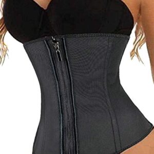 ALINBAIST Waist Trainer Cincher Trimmer Slimming Belt Latex Corset Zipper Body Shaper for Women (XX-Small) Black