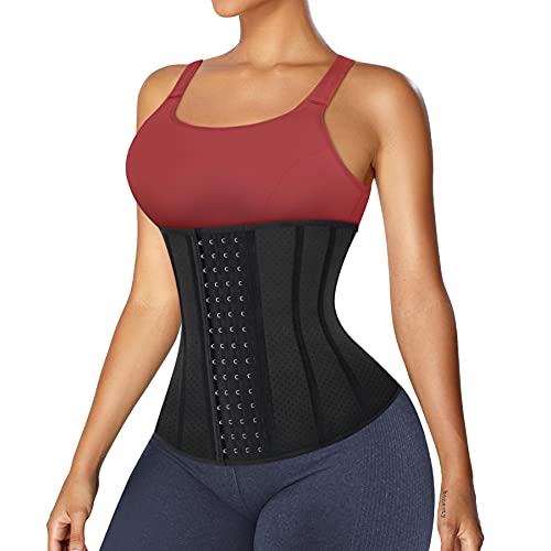 LANCS Women Waist Trainer Corset Trimmer Belt Weight Loss Neoprene Sauna Sweat Workout Girdle Slim Belly Band Black