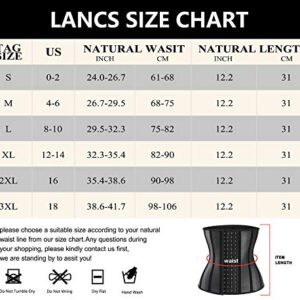 LANCS Women Waist Trainer Corset Trimmer Belt Weight Loss Neoprene Sauna Sweat Workout Girdle Slim Belly Band Black