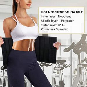 LANCS Women Waist Trainer Corset Trimmer Belt Weight Loss Neoprene Sauna Sweat Workout Girdle Slim Belly Band Black