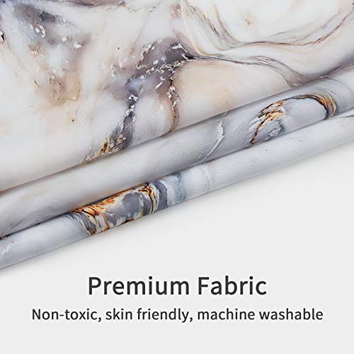 MitoVilla Grey Gold Marble Shower Curtain Set, Abstract Modern Shower Curtain for Bathroom Decor, Luxury Standard Shower Curtain for Bathtub, Waterproof Washable Fabric Shower Curtain, 72 x 72