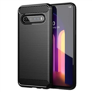dongdear for lg v60 thinq case slim,lg v60 phone case, ultra [slim thin] flexible tpu scratch resistant rubber soft skin shockproof protective cases cover for lg v60 thinq (brushed black)