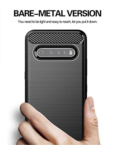 DONGDEAR for LG V60 ThinQ Case Slim,LG V60 Phone Case, Ultra [Slim Thin] Flexible TPU Scratch Resistant Rubber Soft Skin Shockproof Protective Cases Cover for LG V60 ThinQ (Brushed Black)