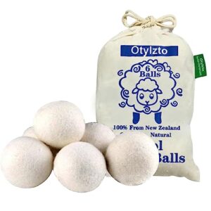 otylzto wool dryer balls 6-pack, drying balls for laundry,reusable as natural fabric softener, reduce clothing wrinkles, drying clothes faster eco-friendly