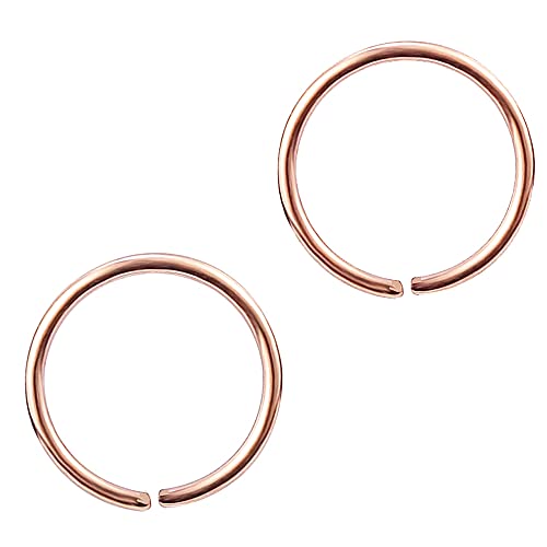 5mm 14K Rose Gold Filled Handmade Septum Huggie Piercing Cartilage Nose Tragus Endless Hoops (5mm | 24 GA, 14K Rose Gold Filled)